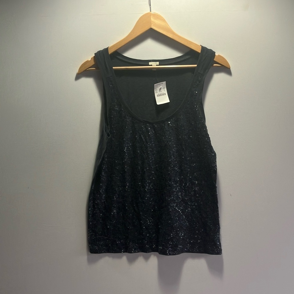 J Crew Black Sequin Tank Top